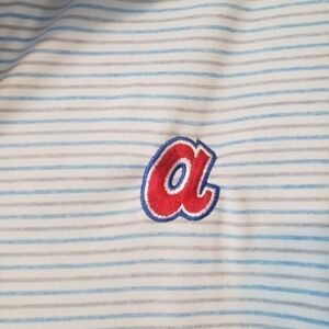 johnnie-O Performance Striped Polo Golf Shirt Atlanta Braves Large